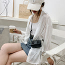 Candy Color Crossbody Bag Women PU Belt Buckle Mini Shoulder Pouch (Black)