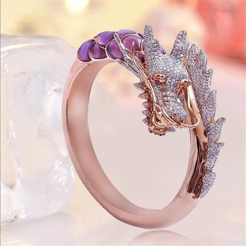 Engagement Crystal Wedding Band Rings Dragon Rings Gothic Rhinestone Zircon
