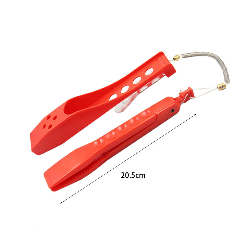 Fishing Tongs Gripper Portable Fishing Clip Grabber with Lanyard (Red) Newly