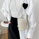 Mini Pearls Shoulder Bag Women Clutch Drawstring Bucket Small Crossbody Handbag