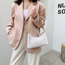 Women Alligator Pattern Pure Color Underarm Bag Casual Thick Chain PU Handbags