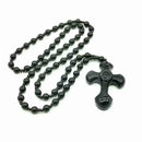 Black Obsidian Stone Cross Necklace Jewelry Gifts H0C3