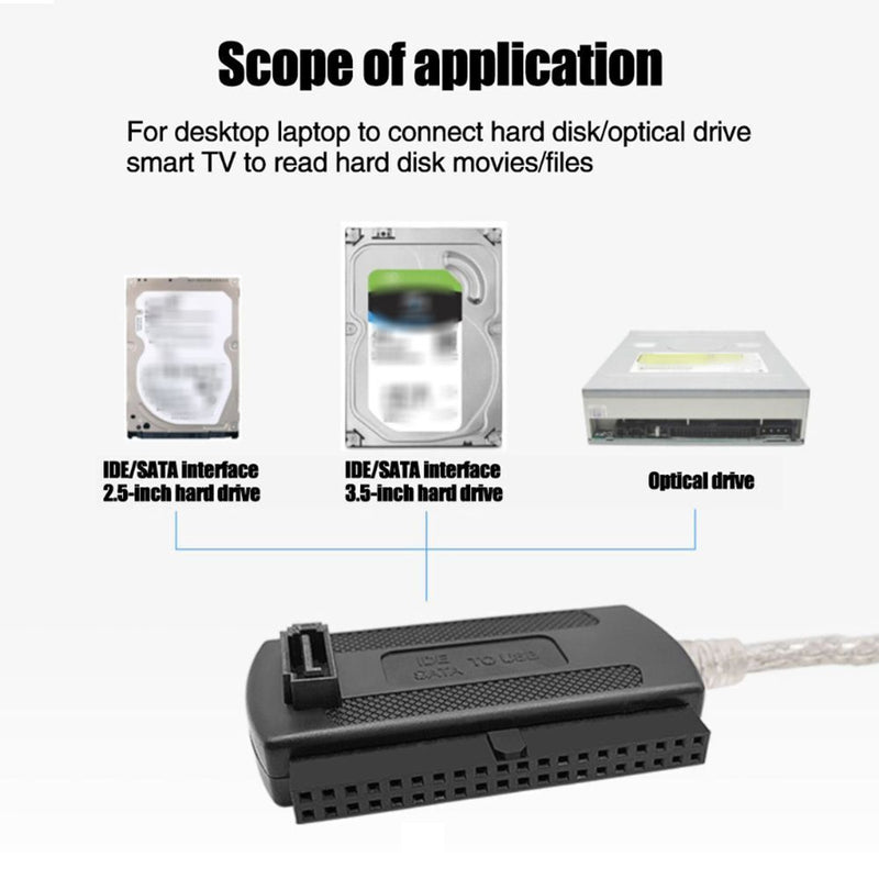 External 3 in 1 USB 2.0 to IDE/SATA 2.5/3.5 inch HDD Adapter Conversion Cable