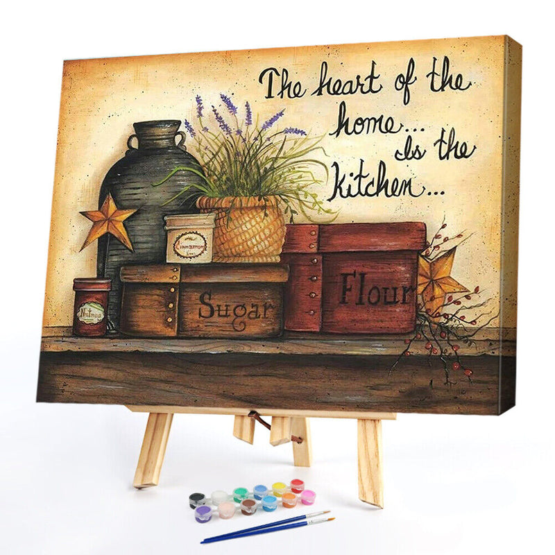 Kitchen Cooker Oil Paint by Numbers Hand Painted Frameless Picture Home Ornament