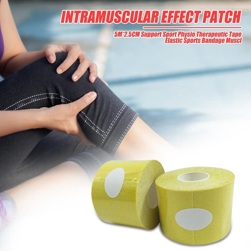 1 Roll 5mx2.5cm Tape Bandage Sports Fitness Roll Cotton Elastic Adhesive St