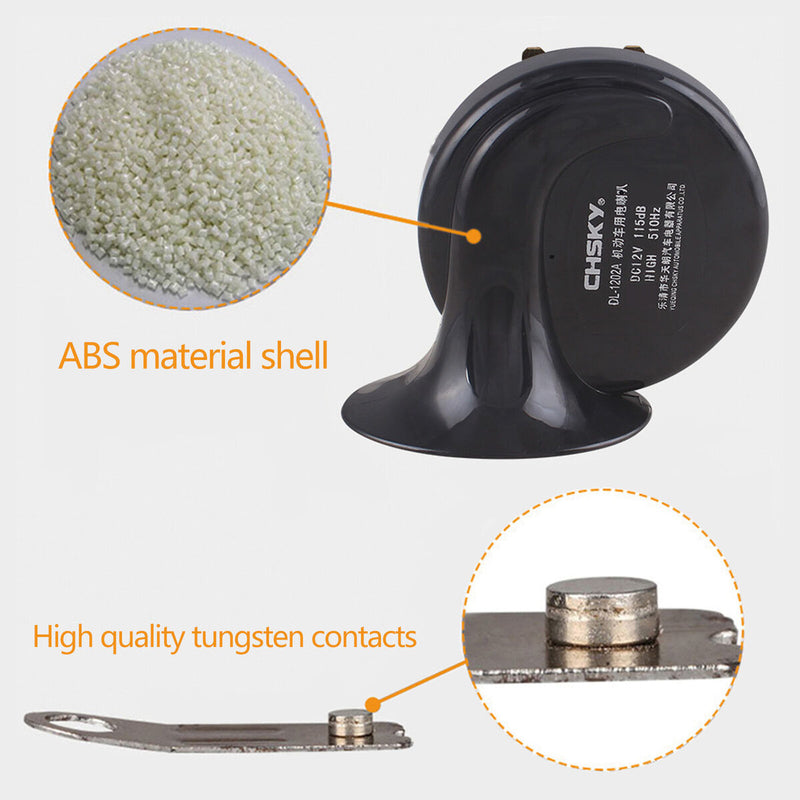 1 Pair Car Horns Loud 12V 105dB Motorcycle Snail Sound Horn Waterproof Trumpet