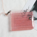 Transparent Purse Women PVC Short Purse Wallet Card Holder (Light Pink)