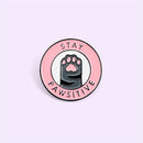 Letters Badges Cartoon Enamel Pins Pins Stay Pawsitive Cat Paw Brooch