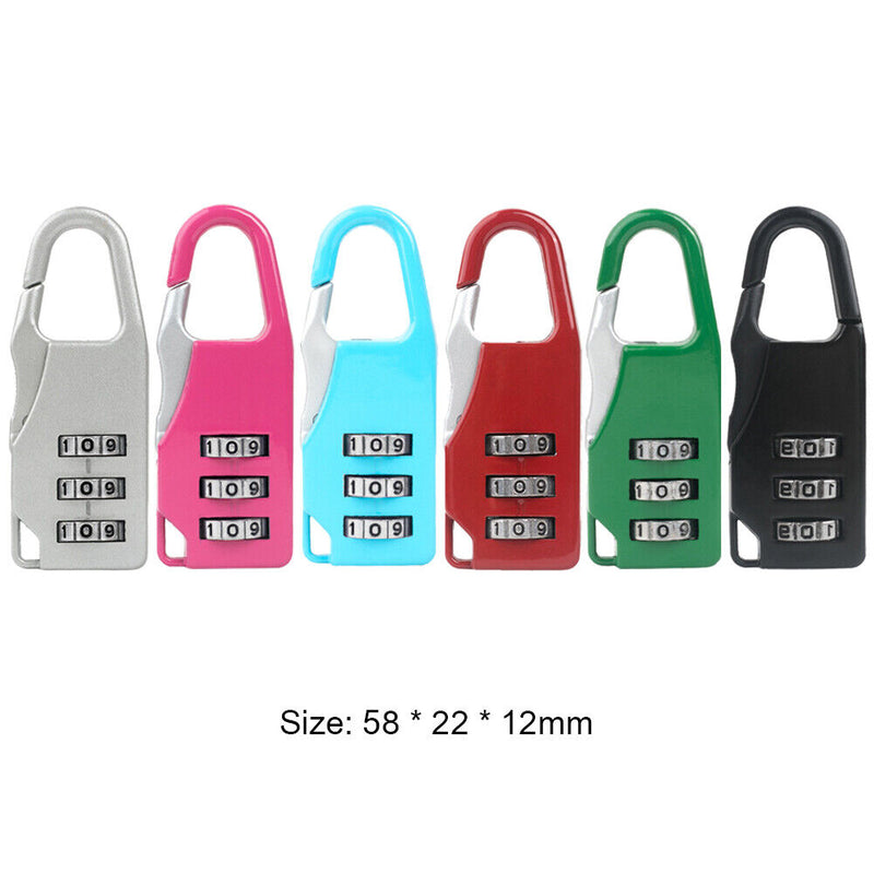 3 Digit Combination Lock Zinc Alloy Travel Luggage Suitcase Security Padlock