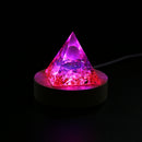 Crystal Orgonite Pyramid Lamp Base Wooden LED Display Holder (RC Multi)