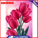 Rhinestone Cross Stitch Flowers Round Diamond Painting Mosaic Kit for DIY Gift