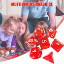 7pcs DND Polyhedral Dice 7 Sided Clear Desktop Fun Board Game Dice (Red)