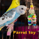 Colorful Rattan Ball Wood Bird Cage Decor Parrot Chewing Stand Swing Pet Pr