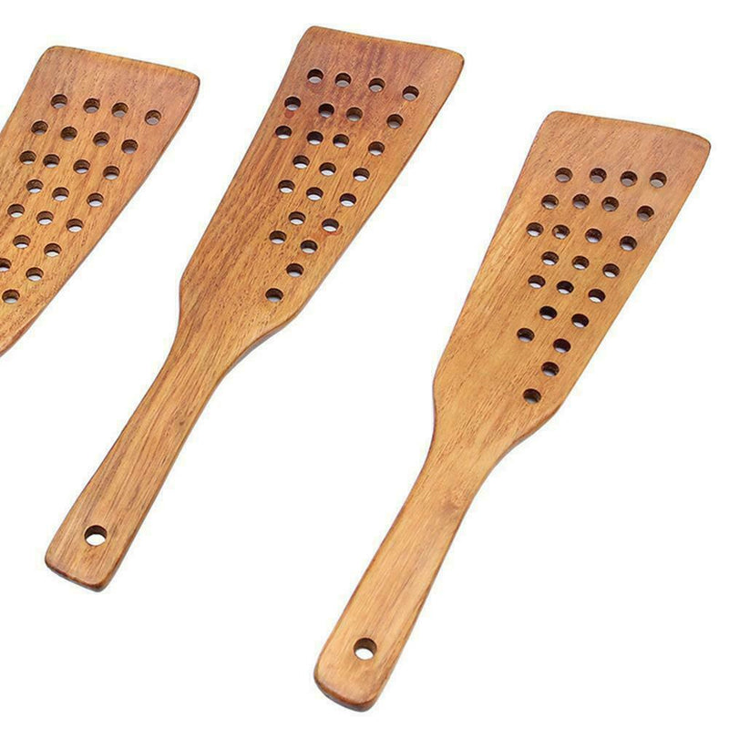 Wooden Wok Shovel cooking Spoon Non Stick Wood Long Kitchen Spatula Rice I6L5