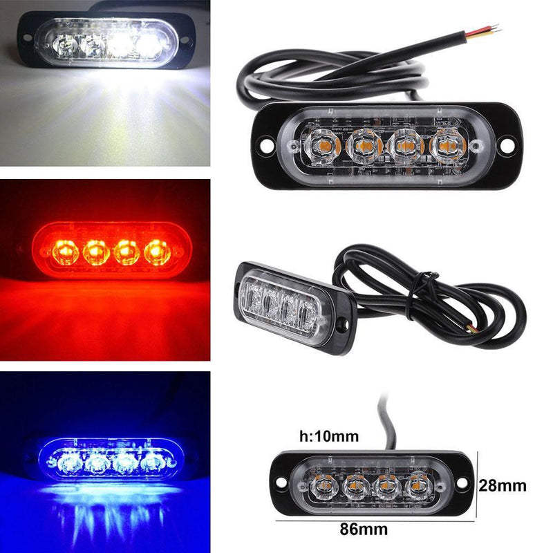 5PCS 4LED 4W Car Flash Truck Emergency Light Bar Strobe Warning Lamp(Red)