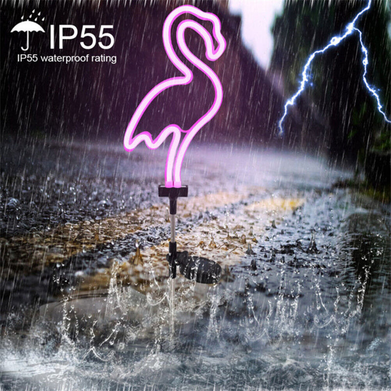 2pcs LED Solar Neon Lights Outdoor Flamingo Lawn Stake Lamp Garden Decoration