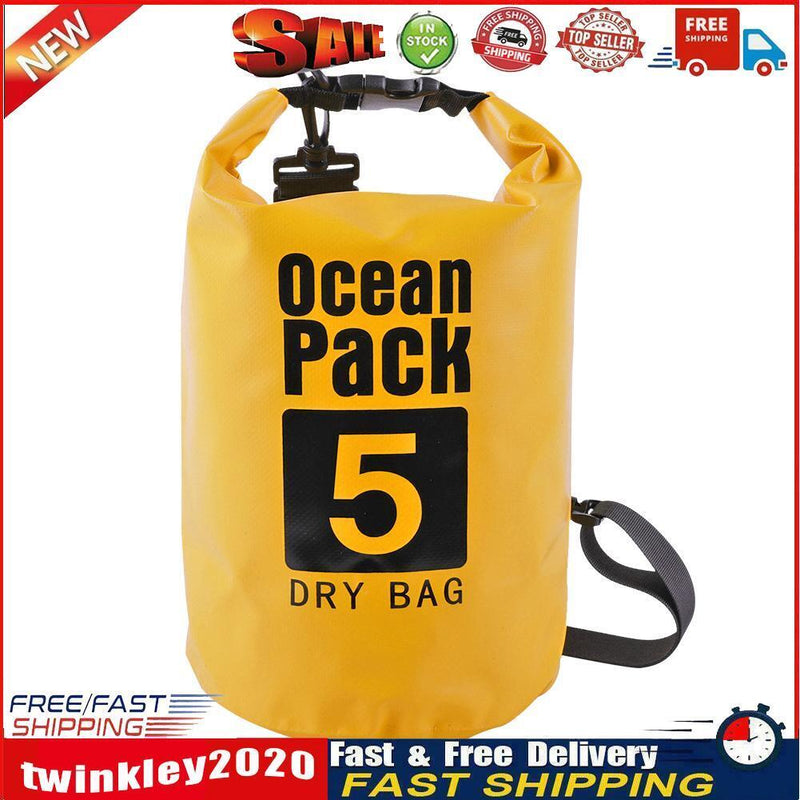 Waterproof Dry Bag Pack Sack Swimming Kayaking River Trekking (5L Yellow) Newly