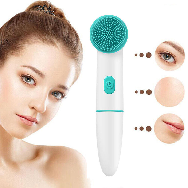 Waterproof 2 in 1 Silicone Electric Facial Cleanser Face Pore Cleansing Brush