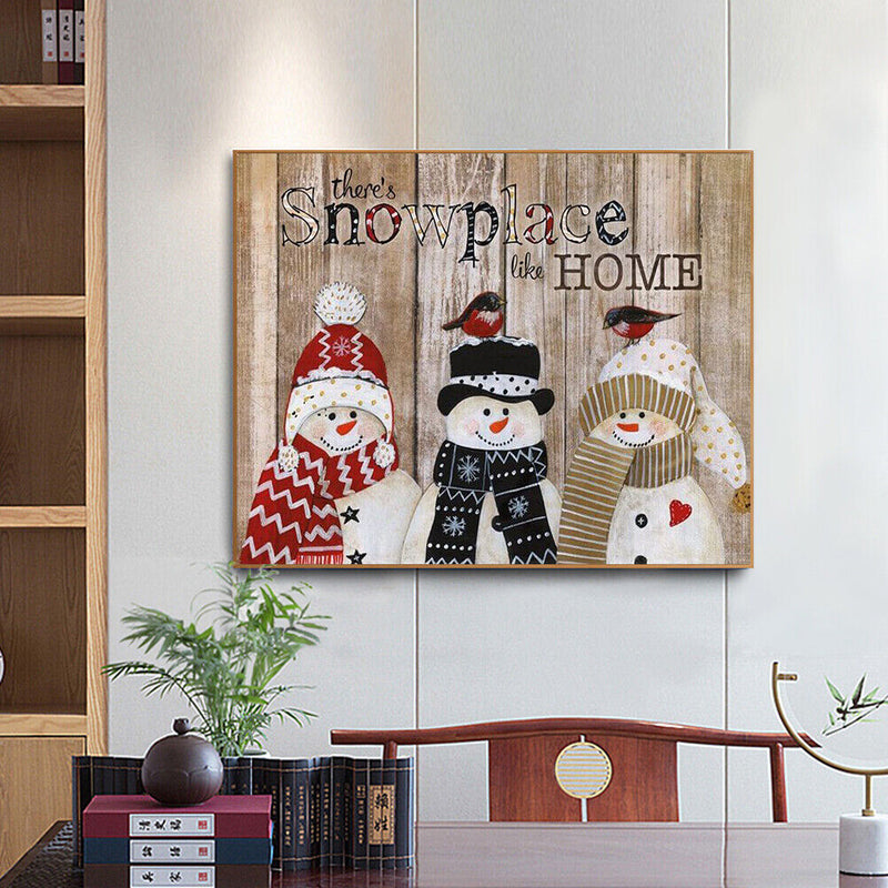 Three Snowman Oil Paint by Numbers Hand Painted Frameless Picture Home Ornament