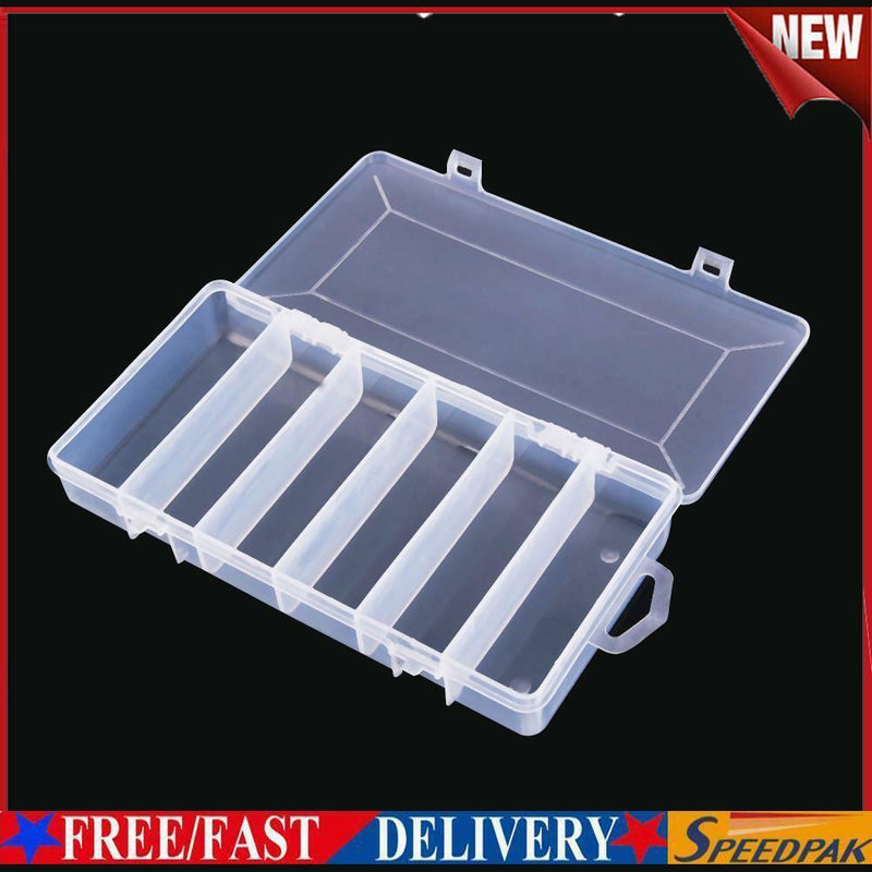 6 Compartments Fishing Lure Plastic Box Portable Kit Storage Case
