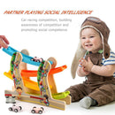 Children Wooden Four-layer Track Inertia Speed Slide Car Early Educational Toys