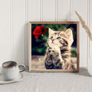 5D DIY Diamond Painting Kits Full Round Drill Cat Rose Mosaic Picture (E1746)