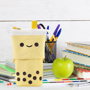 Retractable Milk Tea Pencil Case Stationery Storage Pen Holder (Yellow) Newly