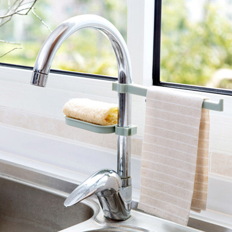 Water Tap Sink Hanging Storage Rack Dishcloth Holder Drain Shelf (Green) Newly