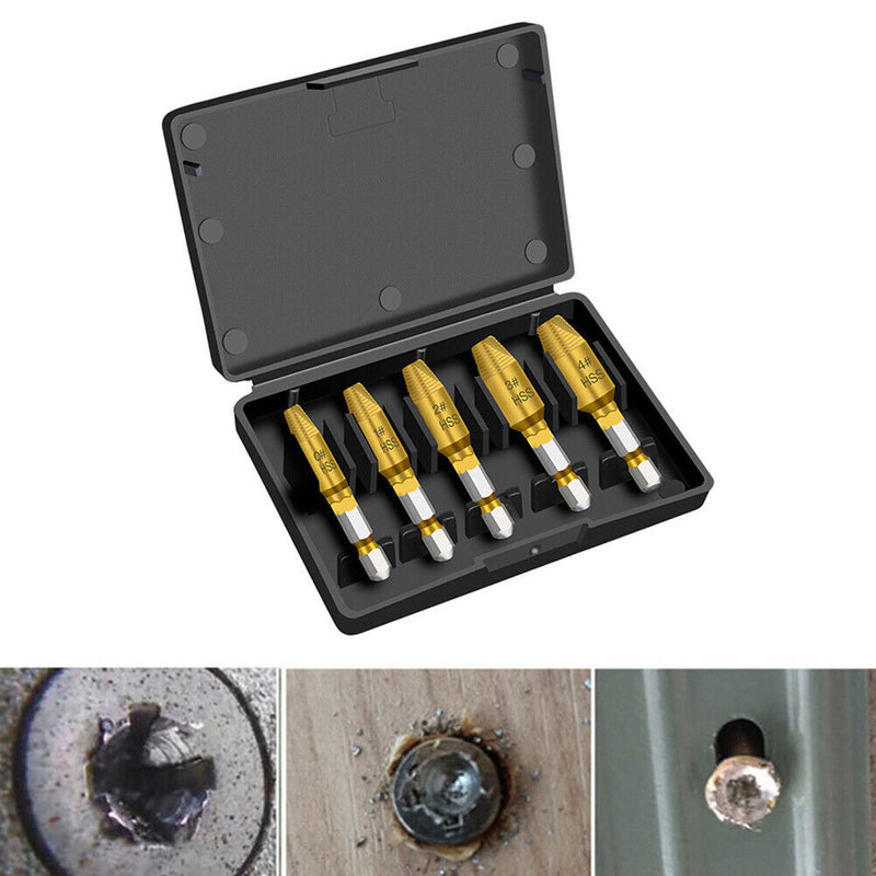 5pcs HSS 4241 Broken Screw Extractor Hex Handle Damaged Screw Bolt Remover Newly