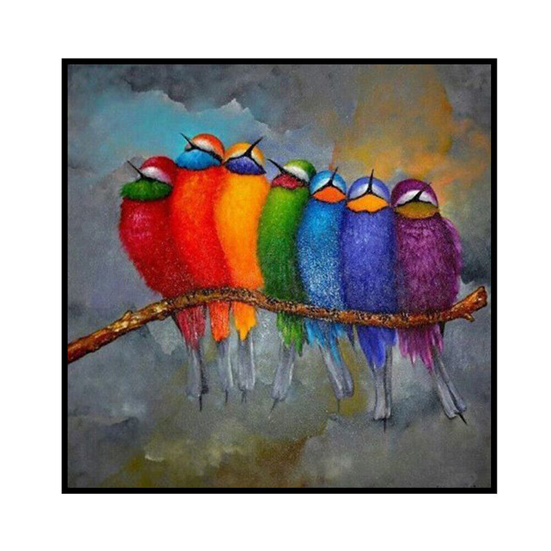 DIY Printed Colorful Bird Cross Stitch Full Embroidery Canvas Home Wall Dec