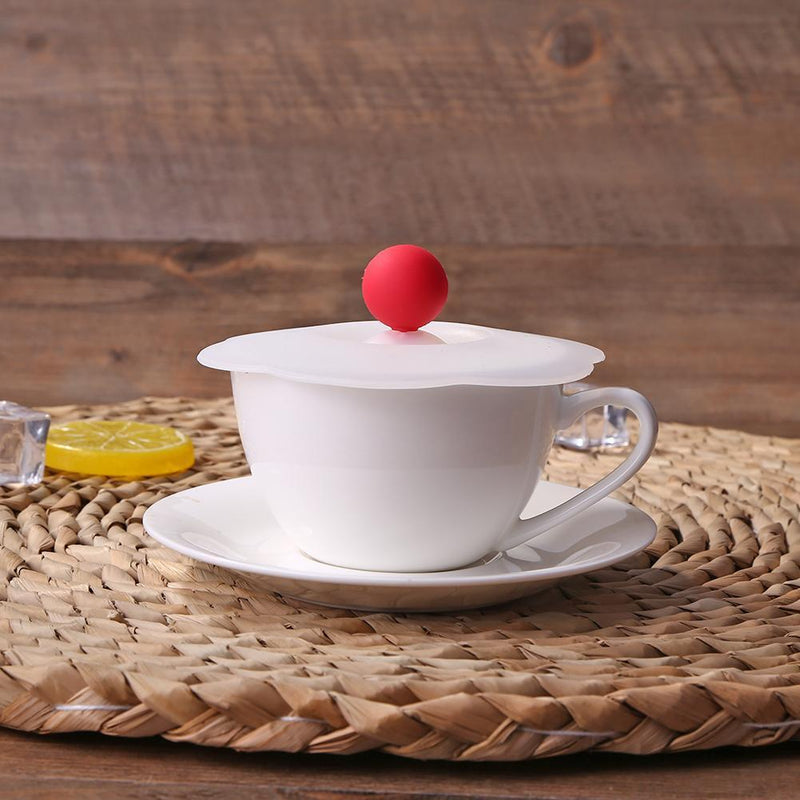 5pcs Silicone Cup Cover Heat-resistant Leak Proof Cartoon Lid(Round Love)