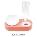 2 in 1 Pet Cat Feeder Bowl Automatic Drinking Water Dog Bowl (Orange Pink) Newly
