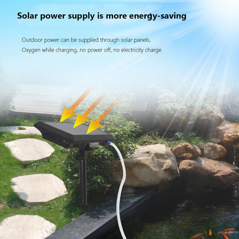 Fish Pond Solar Air Pump Fan Aquarium Outdoor Fishing Rotary Oxygen Tool