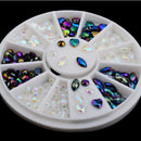 Multi-Grids Peach Heart Round Nail Art Decorations Rhinestone Nail Decoration