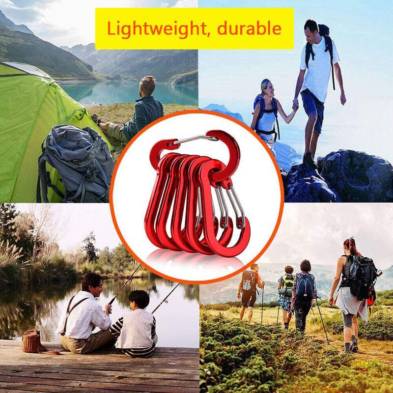 6pcs Carabiner Clips Outdoor Camping Aluminum Alloy Quick Mountaineering Buck