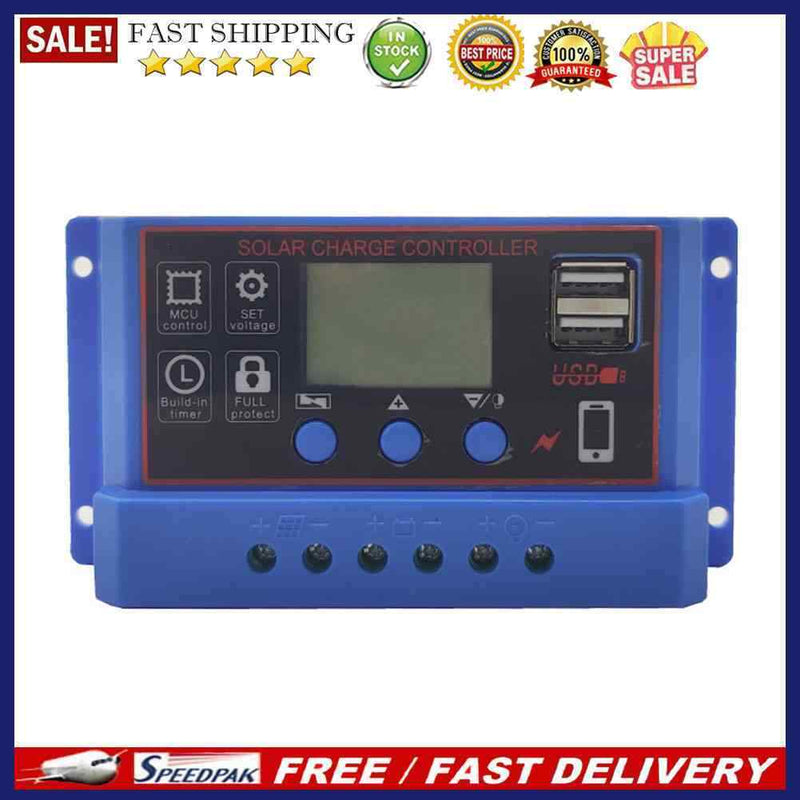 12V 11.1V Solar Charge Controller PWM Dual USB LCD Display Solar Panel Regulator