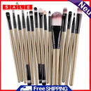 15pc Eyeshadow Makup Brush Tool Eye Powder Brush Set (Brown Black)