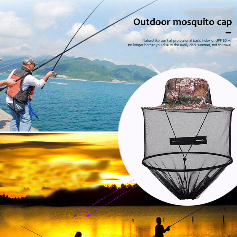 Mosquito Hat Visor Bee Keeping Net Insect Neck Head Cover (Leaf Camouflage)