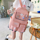 4pcs/Set Women School Backpacks Teenagers Girls Student Book Bag Satchel Mochila