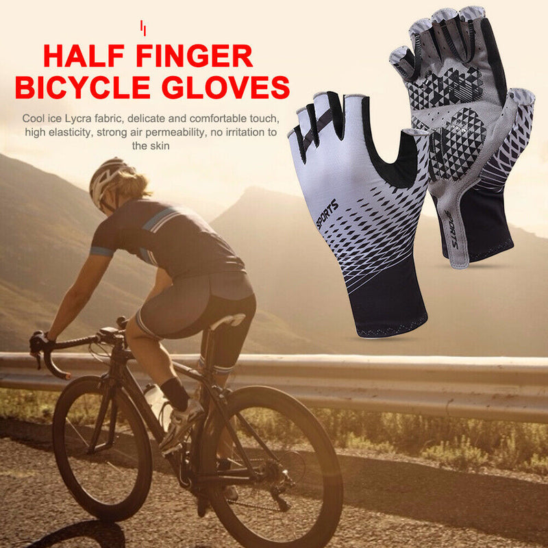Cycling Sunscreen Gloves Breathable Non-Slip Half Finger Gloves for Men Women