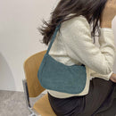 Fashion Women Corduroy Solid Color Underarm Bag Casual Small Purse Shoulder
