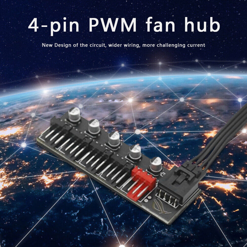 5-Port Desktop PC Cooler Cooling Fan Hub Splitter Controller for 4-Pin PWM Fan
