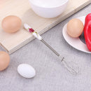 Ceramic Handle Stainless Steel Hand Egg Beater Egg Stirring Whisk (White)
