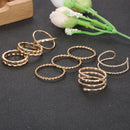8pcs Simple Twist Rings Metal Retro Multilayer Knuckle Ring for Women Jewelry