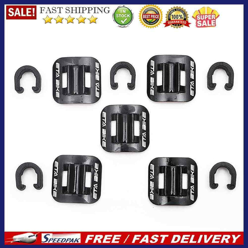 5pcs Bike Brake Cable Guide Clips Aluminium Alloy C Buckles Clamp (Black)