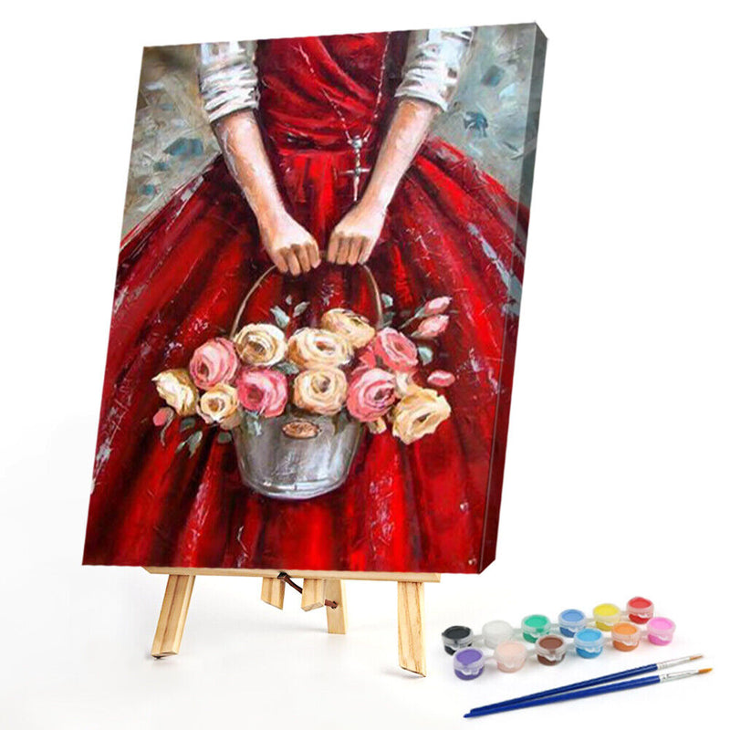 Hand Painted Oil Paint by Numbers DIY Dress Basket Drawing Wall Decoration Gi