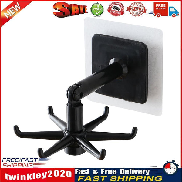 360 Degrees Rotating Hook Holder Bathroom Organizar Storage Hanger (Black) Newly