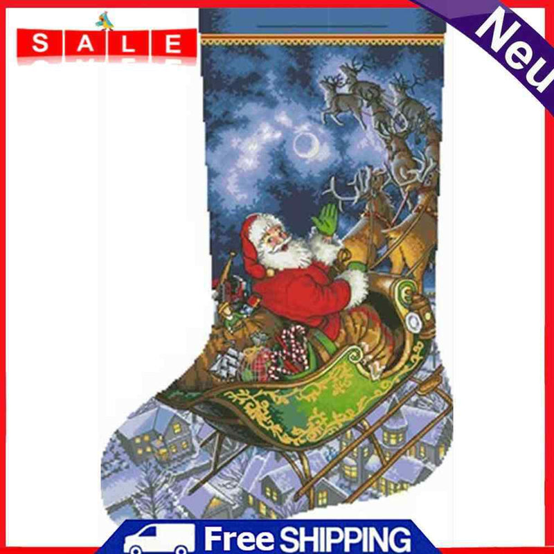 Christmas Socks Print Partial Embroidery Kits 11CT Stamped Needlework Home Decor