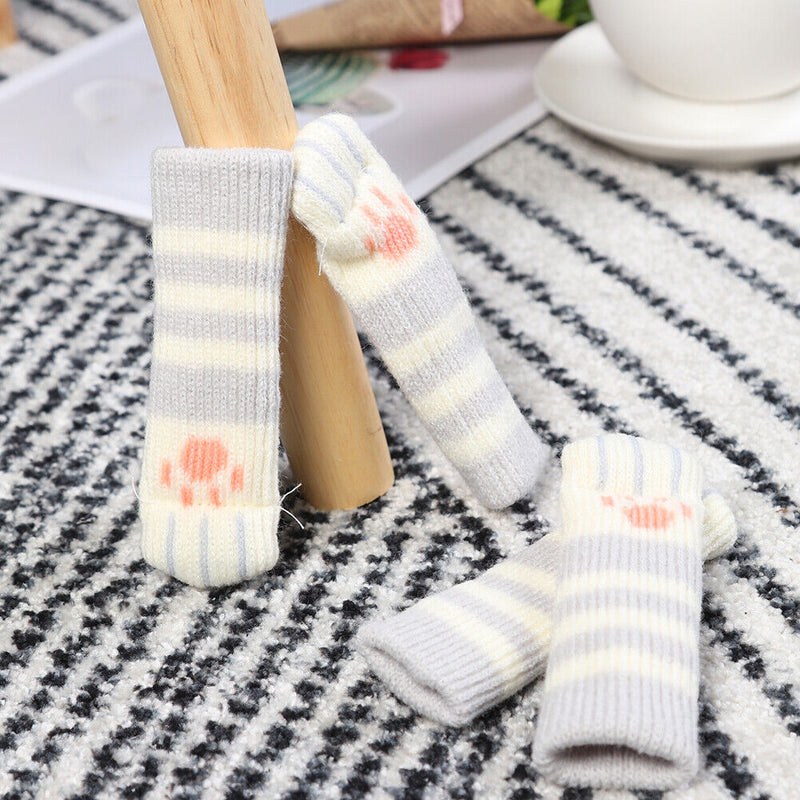 4pcs/set Cat Chair Feet Sock Thicken Anti-slip Table Leg Knitted Cover (A) Newly