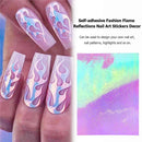 16pcs Fashion Flame Reflections Nail Art Stickers Self-Adhesive Nail Decoration